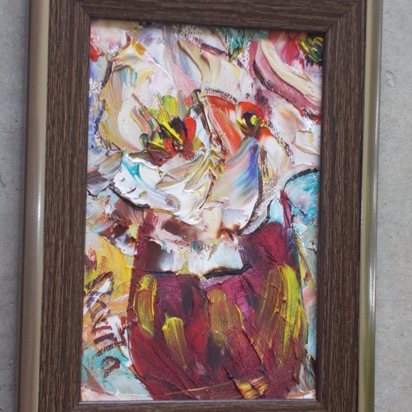 Original "Copper Penny Floral" oil painting, 4"x6" - Picture 2 of 4